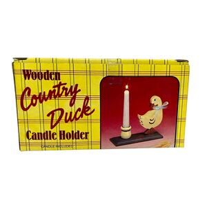Vintage Country Duck Candle Holder Wooden Collectible Candle Included 1986